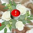 thumbnail image 1 of JingChun Small Candle Rings Wreaths - 1 Pc 10 inch Roses Artificial Flowers Wedding Centerpieces for Tables Spring Summer Wreath for Front Door Valentine's Day Weddings Party Decor, 1 of 6