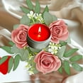 thumbnail image 1 of JingChun Small Candle Rings Wreaths - 1 Pc 10 inch Roses Artificial Flowers Wedding Centerpieces for Tables Spring Summer Wreath for Front Door Valentine's Day Weddings Party Decor, 1 of 6