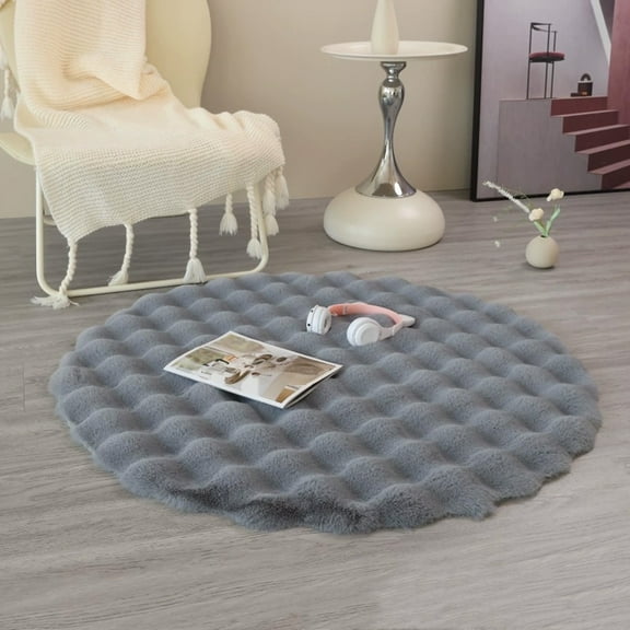 JingChun Small Rug for Bedroom Circle Rug Shag Rug for Kids Room Decor, Fluffy Round Rug for Baby Nursery Dorm Classroom Fuzzy Plush Rug Round Floor Mat for Room Carpet Home Decor