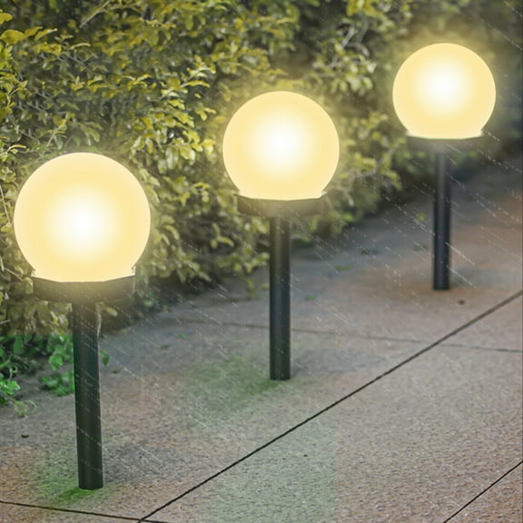 JingChun Solar Lights Outdoor, 3Pcs LED Solar Globe Powered Garden Light Waterproof for Yard Patio Walkway Landscape In-Ground Spike Pathway
