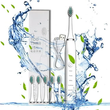 JingChun Sonic Electric Toothbrush with 6 Brush Heads for Kids and Children, Fast Charge, 5 Modes, Smart Timer, Electric Toothbrushes