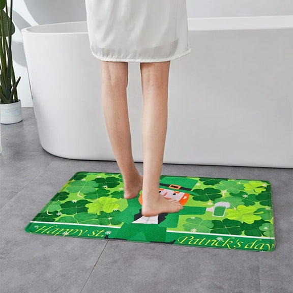 JingChun St. Patricks Day Welcome Door Mat Front Doormat Absorbent Entryway Rug Irish Gnome Floor Mats for Indoor Outdoor Home Entrance Decor 15×23 Inch