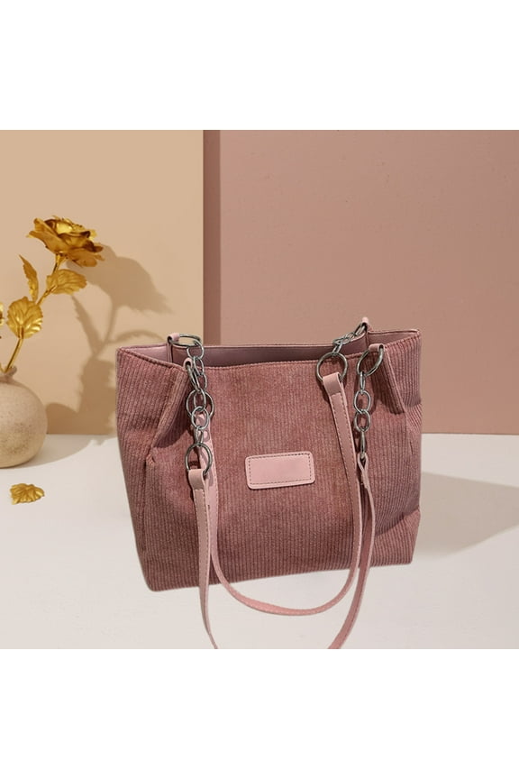 Striped Velvet Bag Large Capacity Commuters Handheld Canvas Tote Tote Hundred Casual Shoulder Crossbody Bag