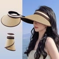thumbnail image 1 of JingChun Sun Hats for Women Wide Brim Roll-Up Beach Ponytail Hat Packable Foldable Travel Straw Visor, 1 of 6