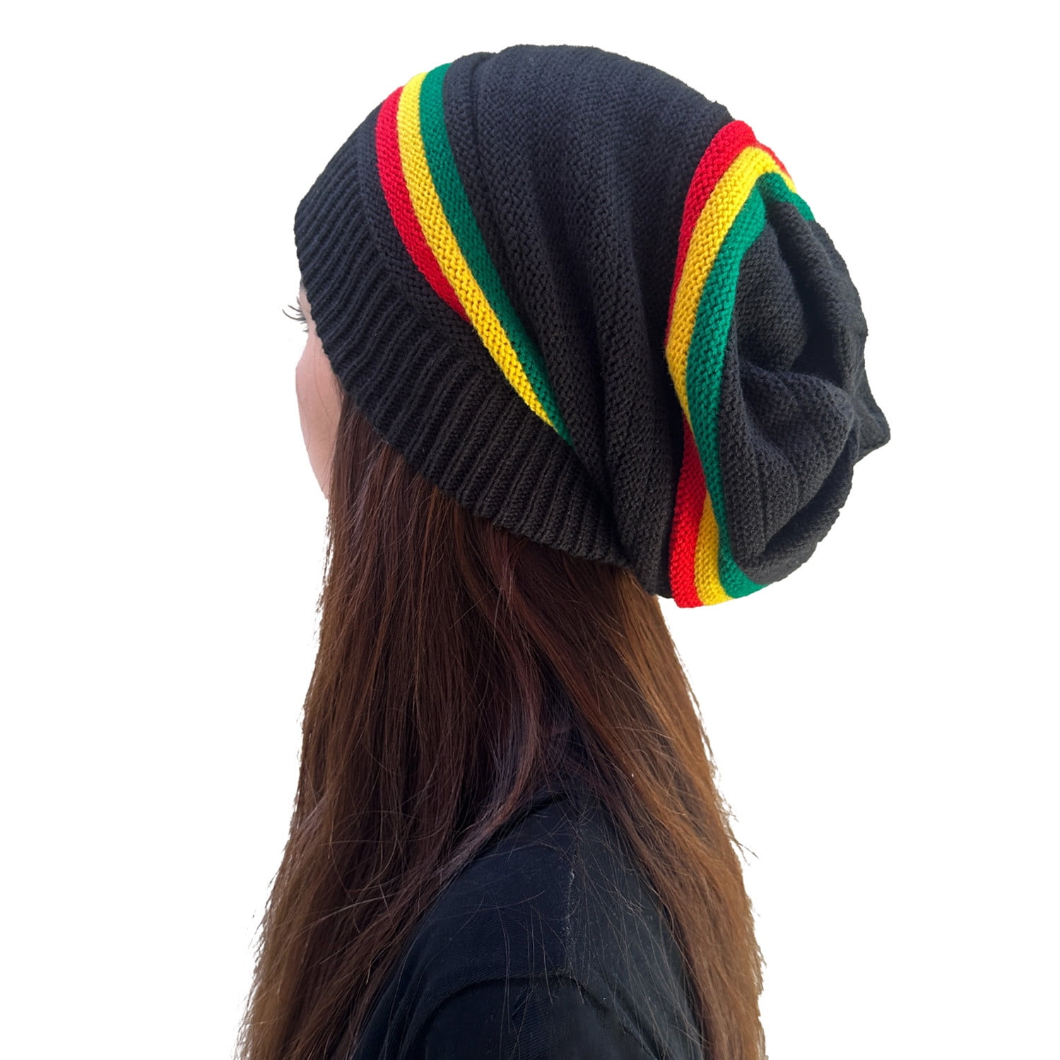 Cappello Rasta Giamaicano Multicolore A Righe, Berretto Slouchy, Gorro Reggae, Cappello Rasta Gratuito, Modello All'Uncinetto Per Berretto