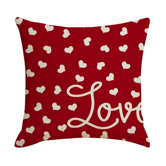 JingChun Valentine's Day Pillow Covers 17X17 Red Heart for Valentines Day Decor Outdoor Valentine Decorative Throw Pillows Cushion Case Decorations for Couch Sofa