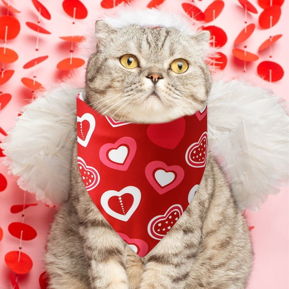JingChun Valentines Day Bandana, 1Pc Valentines Bandana Party Costumes Triangle Reversible Love Pet Scarf for Boy and Girl Pet Collar for Small Medium s