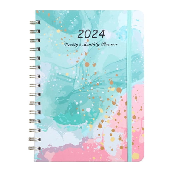 JingChun Weekly & Monthly Planner with Tabs, Hardcover, Strong Binding, Thick Paper, Back Pocket, Elastic Closure, Inspirational Quotes