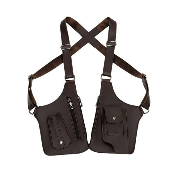 JingChun Women Mens Leather Hidden Underarm Shoulder Bag Double Shoulder Pouch Outdoors Mobile Phone Holster Bag