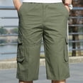 thumbnail image 1 of JingHai Cargo Work Shorts Men's 3/4 Capri Shorts Below Knee Cotton Casual Long Inseam Short Pants with Multi Pockets Green XL, 1 of 6