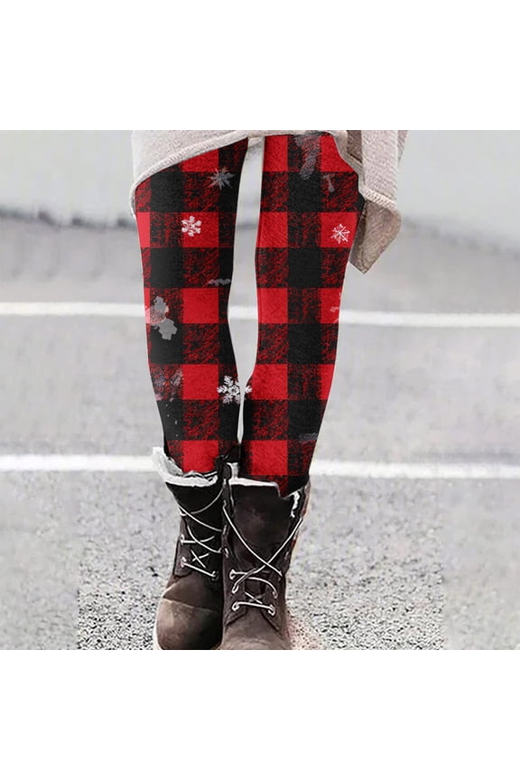 Christmas Leggings for Women 2024 Winter Print Fleece Trendy Aesthetic Pants Athletic Comfy High Waisted Trousers Yoga Pants-Multicolor XXL