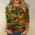 thumbnail image 1 of JingHai Christmas Shirts for Women 2024 Cute Xmas Tree Graphic Sweatshirt Funny Gifts 3/4 Sleeve Pullover Tops Holiday Clothes-Green XXXL, 1 of 1