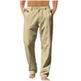 thumbnail image 1 of JingHai Men's Dress Pants Big and Tall Summer Linen Pants Classic-Fit Wrinkle-Resistant Pleated Chino Pant Lightweight Classic Regular Fit Dress Suit Pants for Men Khaki L, 1 of 5