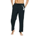 thumbnail image 1 of JingHai Men's Fashion Joggers Sweatpants Big and Tall Drawstring Workout Gym Tapered Pants Plaid Sport Pants Cotton Linen Pants Dark Blue XXXL, 1 of 5