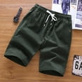 thumbnail image 1 of JingHai Men's Linen Shorts Plus Size 2024 Casual Elastic Waist Drawstring Lightweight Summer Beach Golf Shorts with Pockets Army Green XXL, 1 of 3