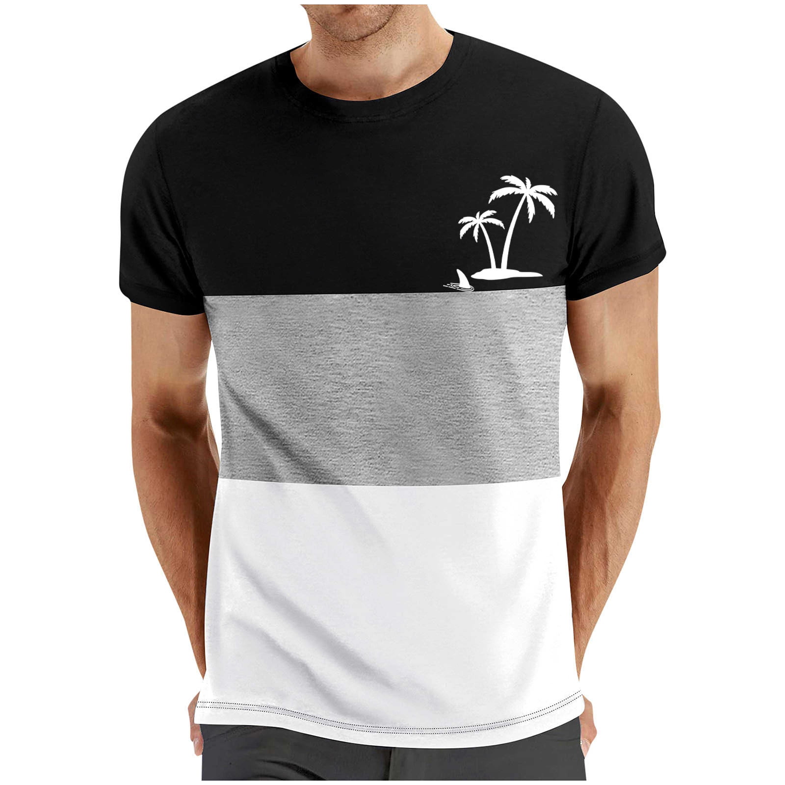 JingHai Men's Mens Crewneck Sweatshirt Clearance Color Block Graphic