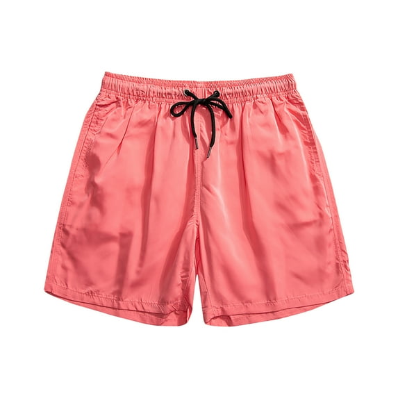 JingHai Men's Quick-Dry Swim Trunks Holiday Casual 5'' Beach Shorts Drawstring Pocket Solid Candy Color Mens Shorts Casual Swimsuit Swimwear Watermelon Red XXXXL