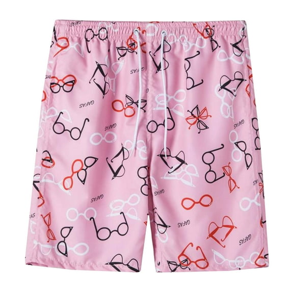 JingHai Men's Shorts Plus Size 2024 Comfy Loose Relaxed Soft Cotton Knit Unusual Novelty Print Pj Lounge Shorts Beach Swimming Trunks Pink XL