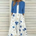 thumbnail image 1 of JingHai Two-Piece Womens Flowy Boho Floral Maxi Dress with Jacket Elegant Wedding Guest Chiffon Cocktail Dress Blue L, 1 of 5
