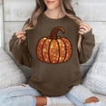 thumbnail image 1 of JingHai Women's Cute Halloween Sweatshirts Sequin Spooky Ghost Pumpkin Graphic Oversized Pullover Crewneck Long Sleeve Sweater Tops Coffee L, 1 of 5
