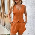 thumbnail image 1 of JingHai Womens Summer Two Piece Sets Button Sleeveless Crop Vest Blazer and Shorts Suit Set Casual Trendy Summer Outfits Orange S, 1 of 6