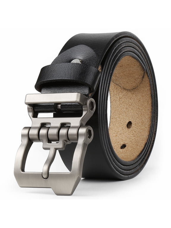 Belts for Men Big and Tall,Mens Belt Leather for Casual Jeans Dress Work All Size 28"-64" Black Brown Width 1.45"(52"-54"/Belt Length 150cm, Black)