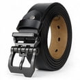 thumbnail image 1 of JingHao Mens Belt Big and Tall 30-65",Genuine Leather Belts for Casual Dress,115cm,Black, 1 of 7