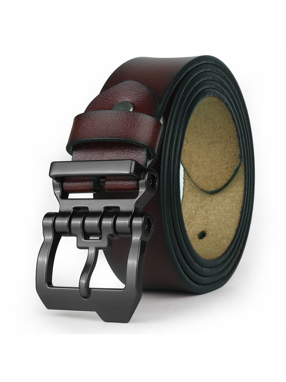 Mens Belt Big and Tall 30"-65",Genuine Leather Belts for Men,Casual Work Dress Jeans Belt,Black Brown Width 1.45(47"-49"/Belt Length 140cm, Coffee)
