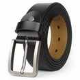 thumbnail image 1 of JingHao Mens Belt Big and Tall 30"-65",Genuine Leather Belts for Men,Casual Work Dress Jeans Belt,Black Brown Width 1.45(52"-54"/Belt Length 150cm, Black), 1 of 7