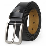 JingHao Mens Belt Big and Tall 30"-65",Genuine Leather Belts for Men,Casual Work Dress Jeans Belt,Black Brown Width 1.45(52"-54"/Belt Length 150cm, Black)