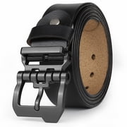 JingHao Mens Belt Big and Tall 30-65,Genuine Leather Belts for Men,Casual Work Dress Jeans Belt,Black Brown Width 1.4552-54/Belt Length 150cm, Black