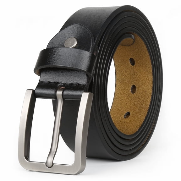 JingHao Mens Belt Big and Tall 30"-65",Genuine Leather Belts for Men,Casual Work Dress Jeans Belt,Black Brown Width 1.45(52"-54"/Belt Length 150cm, Black)