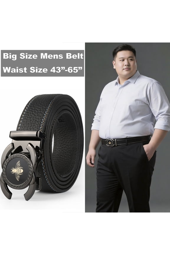 Mens Belt Leather Ratchet Belt Big and Tall Size 30"-65",Genuine Leather Belts for Men,Casual Work Dress Belt,Black Width 35mm(40"-45"/Belt Length 130cm, Black)
