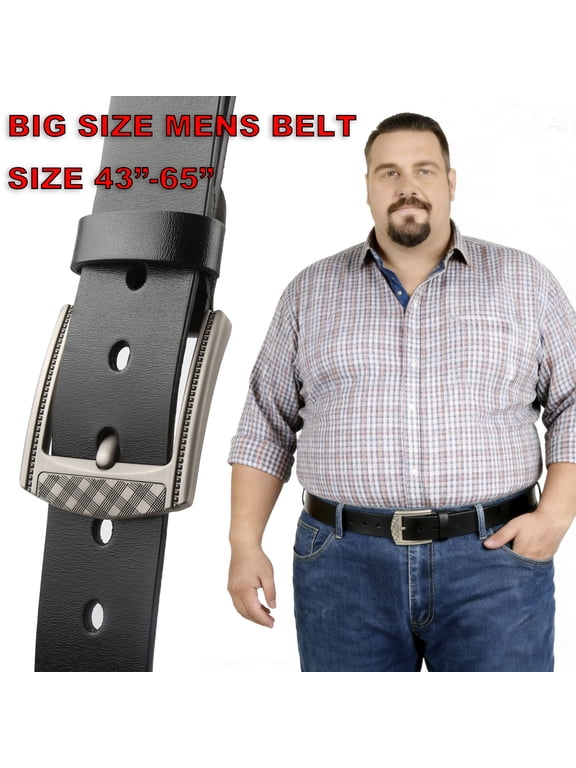 Plus Size Men Belts Leather Belt for Mens Casual Jeans Belt Big and Tall 30"-65" Black Belt Width 1.45(60"-62"/Belt Length 165cm, Black)