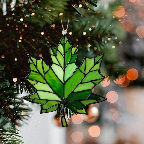 Taicans Maple Leaf Sun Catcher - Maple Leaf Stained Glass Window Hanging Autumn Leaves Sun Catcher Decor Autumn Gifts for Women Suncatchers for Garden Home Windows Hanging Decoration,4in