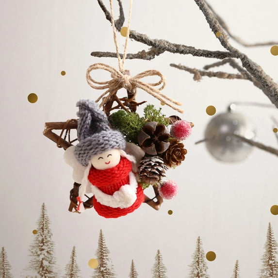 Taicans JingPin Mini Grapevine Christmas Wreath - Christmas Decoration Ornaments Santa Claus Wreath Deer Pendant Snowman Christmas Bear Ornaments Xmas Hanging Ornaments,Festive Holiday Decor,4.3in
