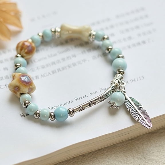 Jingdezhen Ceramic Bohemian Bracelet High Temp Fired, Fade-Resistant Handmade Beaded Jewelry - Versatile for All Outfit Styles