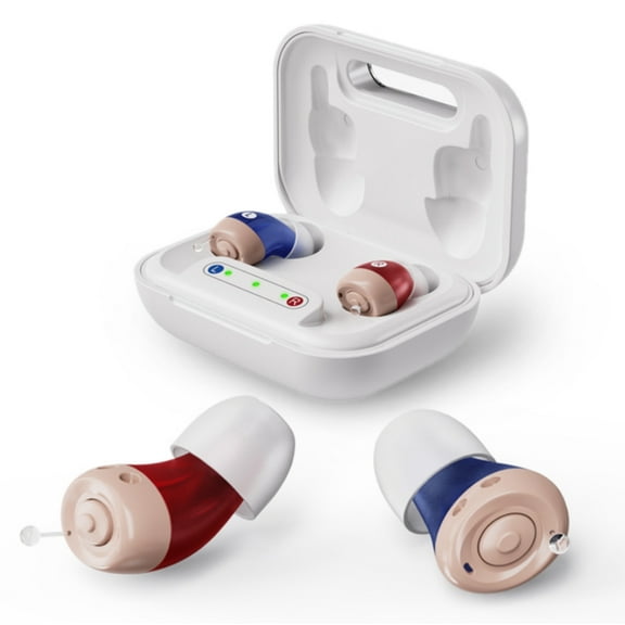 Jinghao Personal Sound Amplifier Product CIC for Ears for Seniors Adults with Rechargeable Charging Box