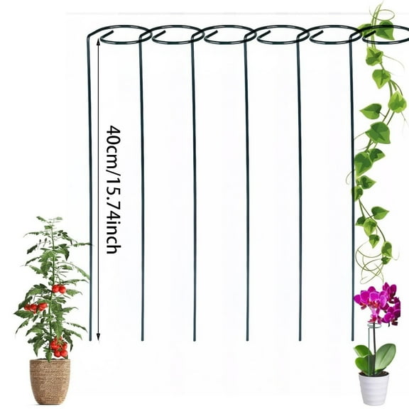 Jingjianm Set of 6 Heavy Duty Metal Garden Stakes for Plant Support, 36-Inch Tall Rust-Resistant Steel with Spiral Tops Multicolor