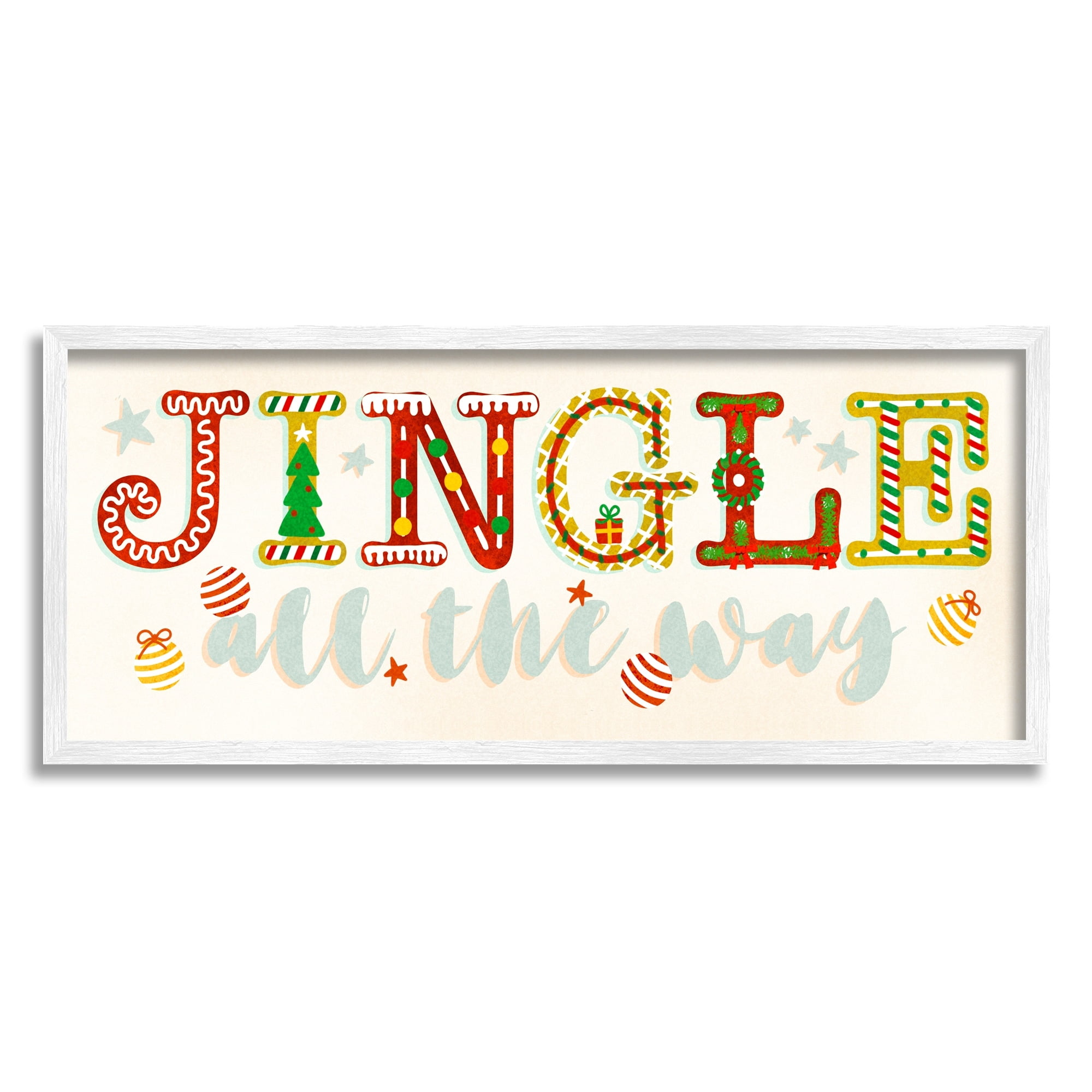 Jingle All The Way Festive Holiday Typography Inspirational Graphic Art Framed Art Print Wall Art
