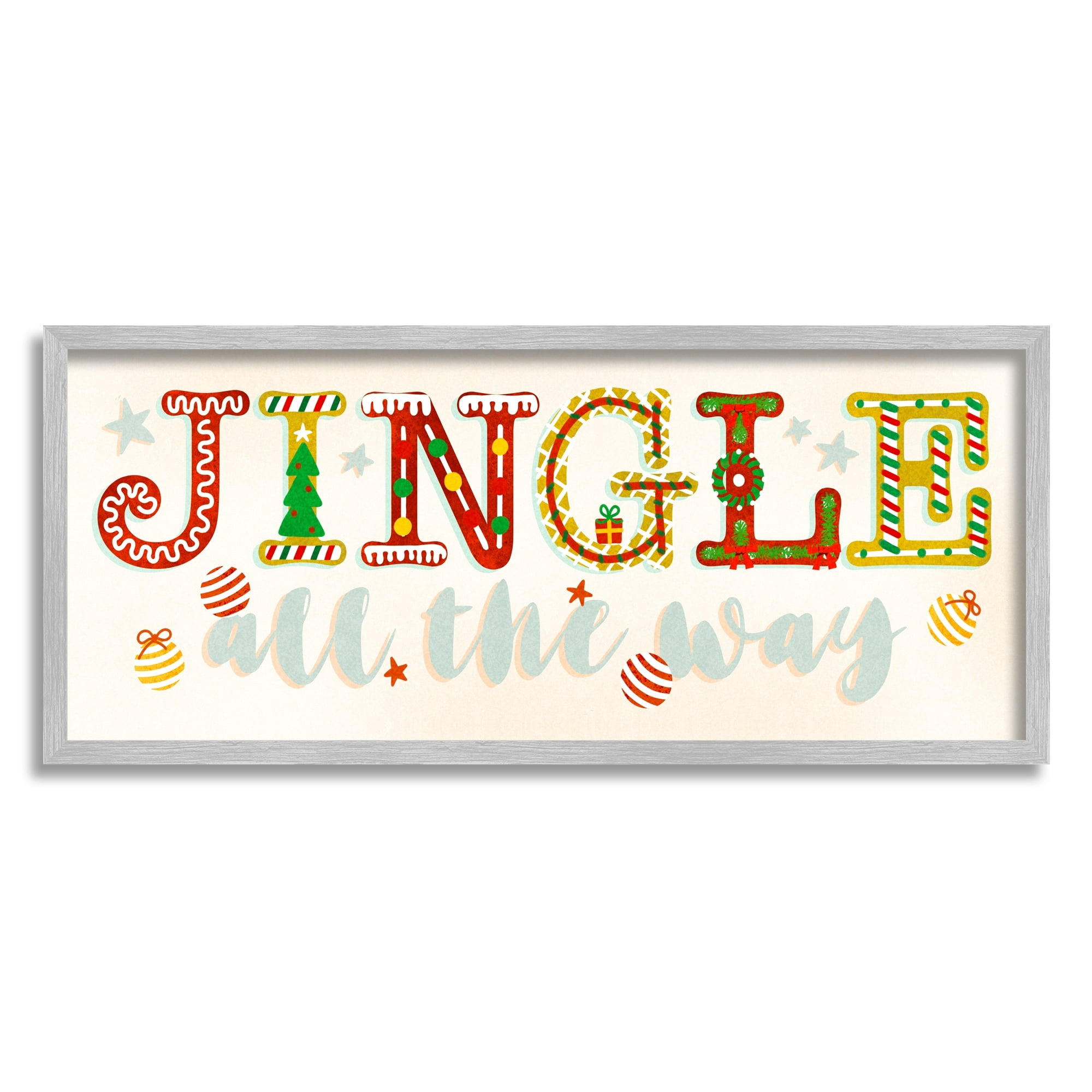 Jingle All The Way Festive Holiday Typography Inspirational Graphic Art Framed Art Print Wall Art