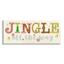 Jingle All The Way Festive Holiday Typography Inspirational Graphic Art Gallery-Wrapped Canvas Print Wall Art