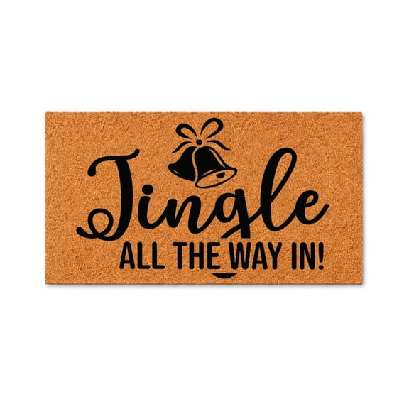Jingle All The Way In Doormat, Holiday Bell Welcome Mat, Indoor Outdoor Entryway Door Mat (36x72 inches) WoodByStu 4789