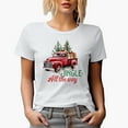 thumbnail image 1 of Jingle All the Way with Watercolor Red Christmas Truck, Presents & Trees Art Merch Gift, White T-Shirt, Small, 1 of 5