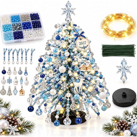 Jingle Beads Christmas Tree, DIY Beaded Christmas Tree Kit with Lights ...