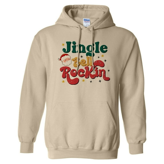 Jingle Bell Rockin' Hoodie Sweatshirt Unisex 2X-Large Sand