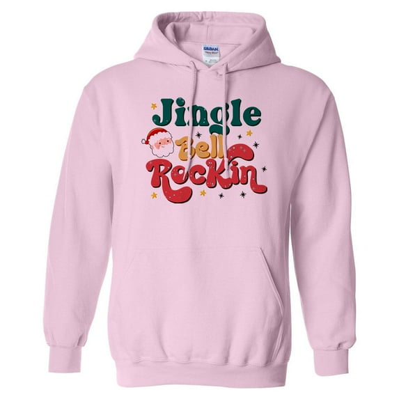 Jingle Bell Rockin' Hoodie Sweatshirt Unisex 5X-Large Pink