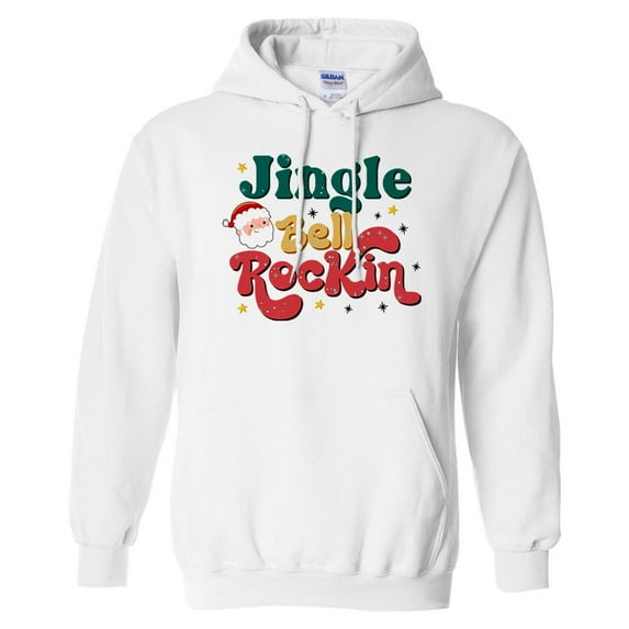 Jingle Bell Rockin' Hoodie Sweatshirt Unisex Large White