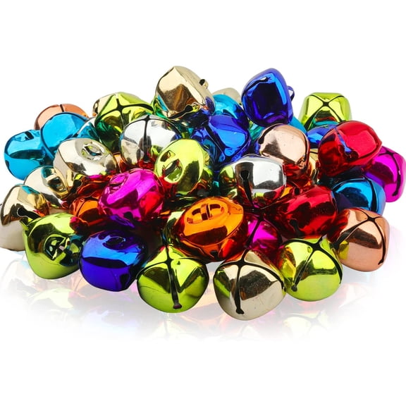 Jingle Bells, 1.5" Large Colorful Craft Bells Christmas Bells Metal Bells DIY Bells Bulk for Christmas Holiday Home Festival Decoration Craft Projects (1.5 inch - 48 Pcs)