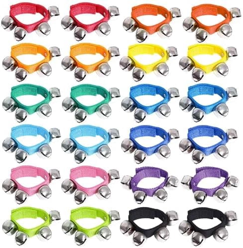 Jingle Bells, 24 Pcs Wrist Band Jingle Bells, 12 Musical Instruments Gift for Kids